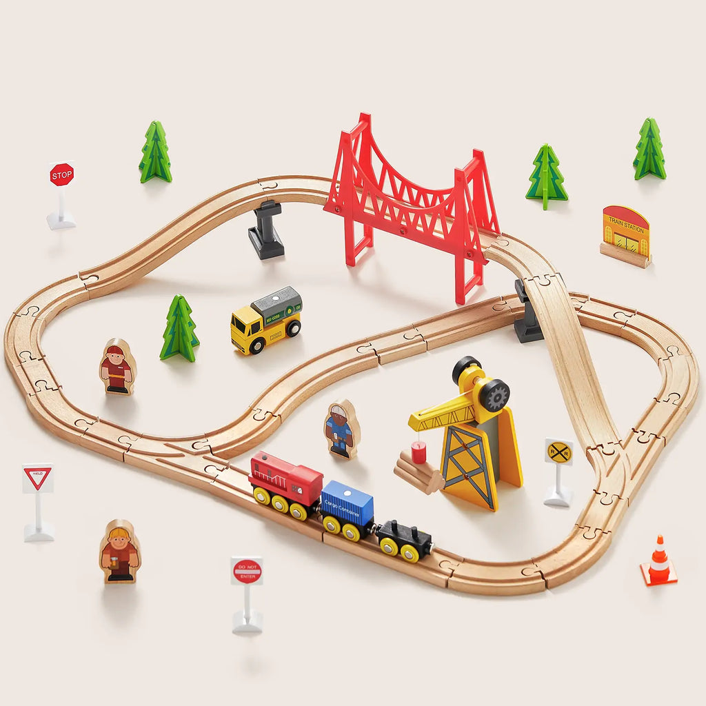 Wooden Train Set for Children