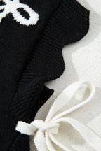 Bow Side Ties Scalloped Hem Cap Sleeve Sweater