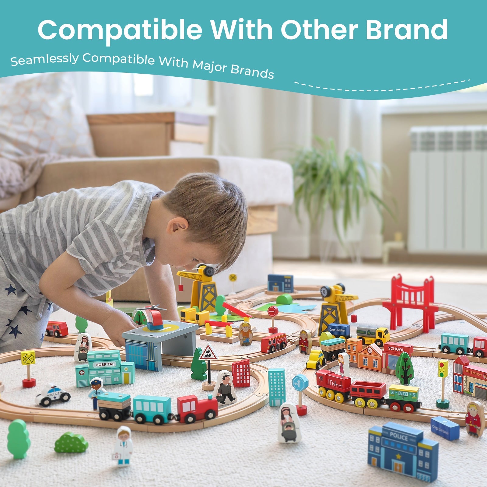 Wooden Train Set for Children