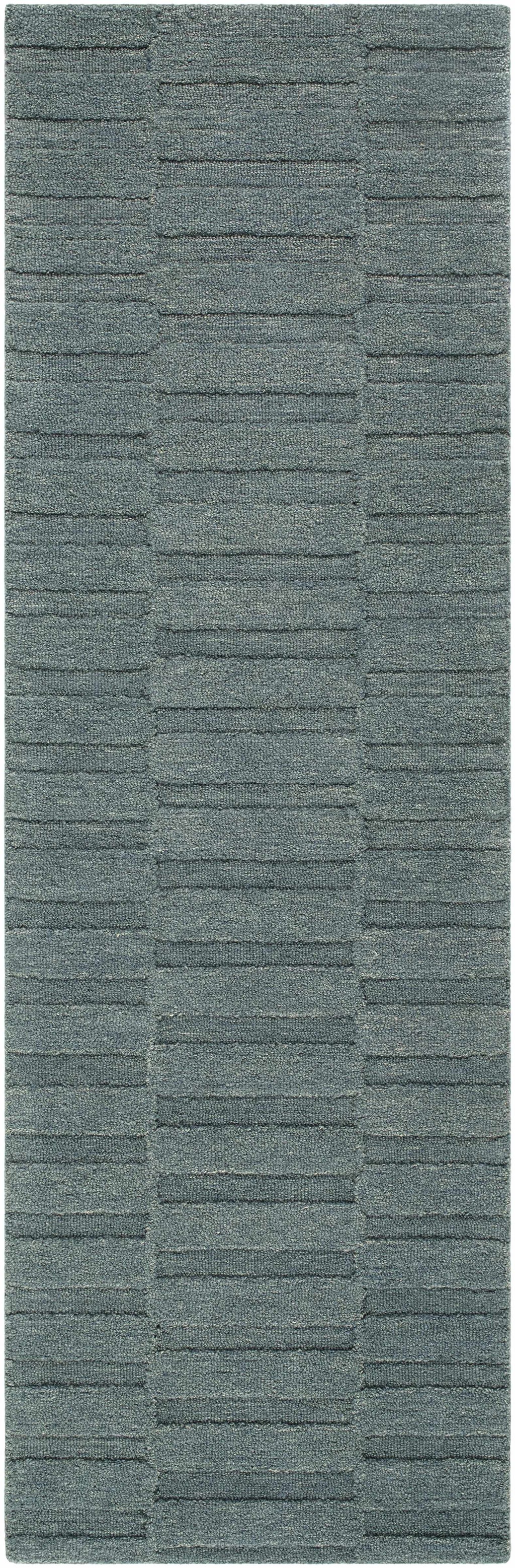 Idaho Broken-Stiped Petrol Blue Wool Rug