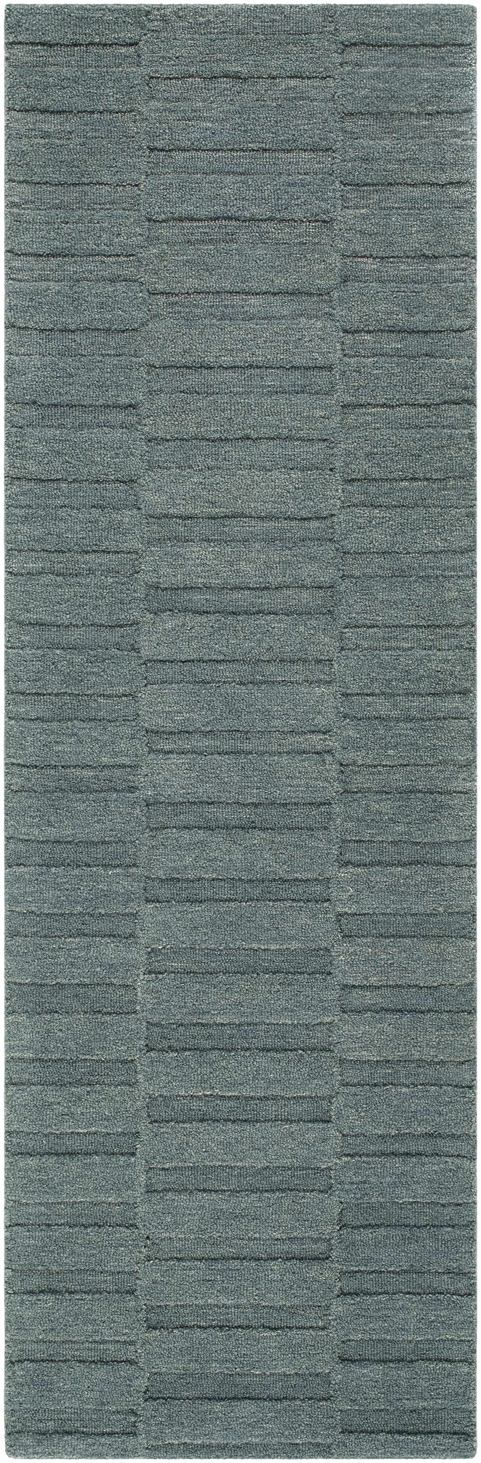 Idaho Broken-Stiped Petrol Blue Wool Rug