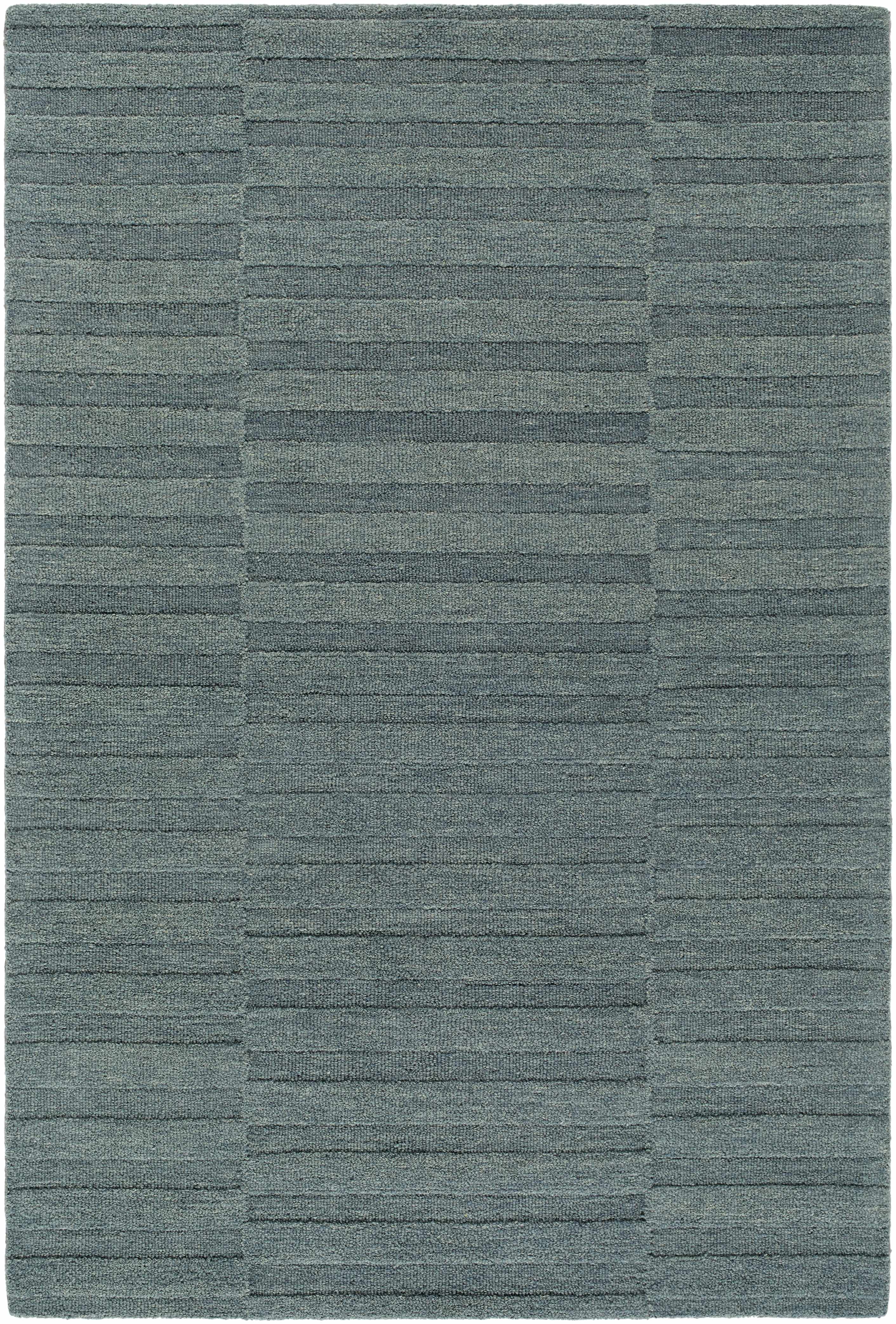 Idaho Broken-Stiped Petrol Blue Wool Rug