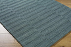 Idaho Broken-Stiped Petrol Blue Wool Rug