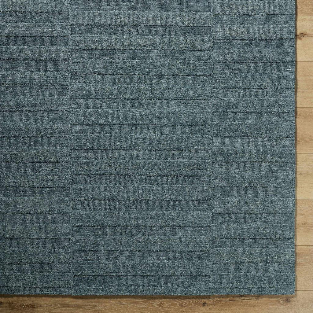 Idaho Broken-Stiped Petrol Blue Wool Rug