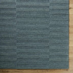 Idaho Broken-Stiped Petrol Blue Wool Rug