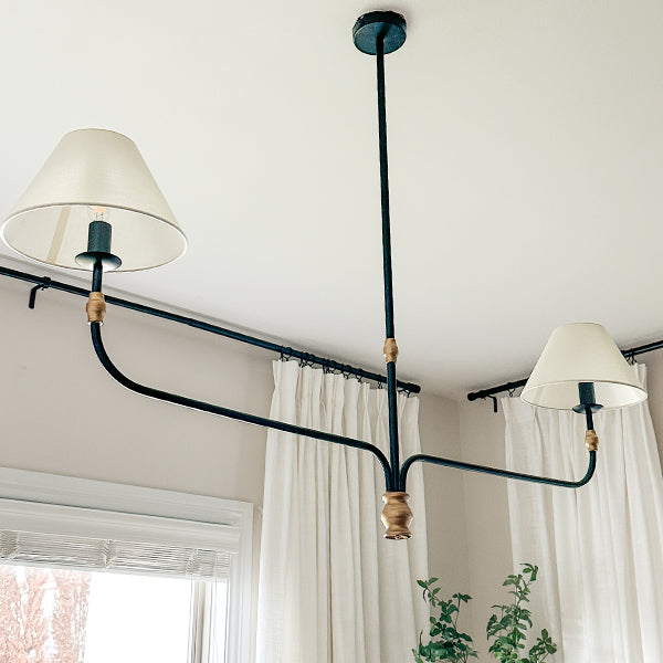61 Inch Two Shade Linear Iron Pendant