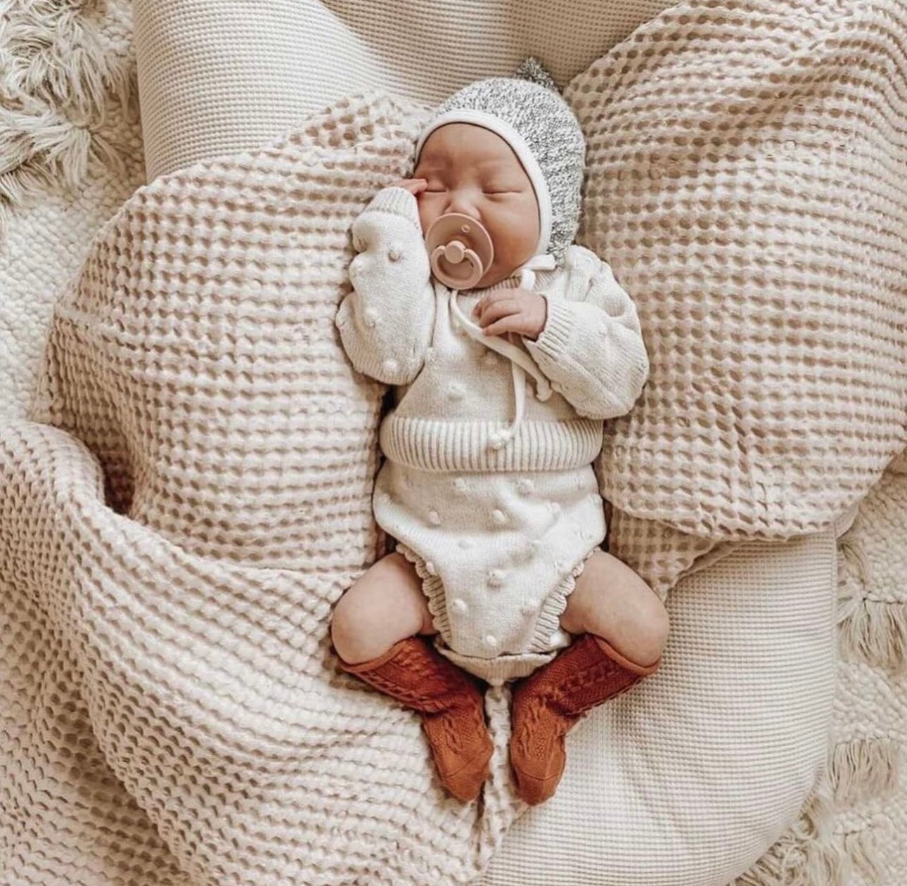 Burnt Orange Cable Knit Socks
