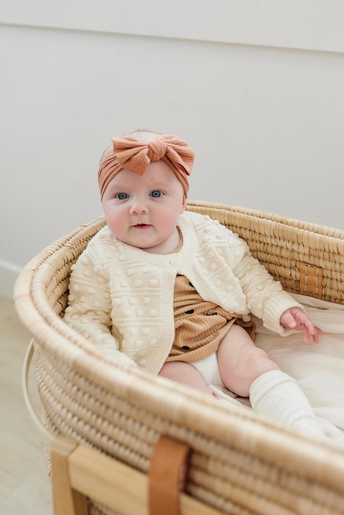 Burnt Orange Ribbed Bow Headband