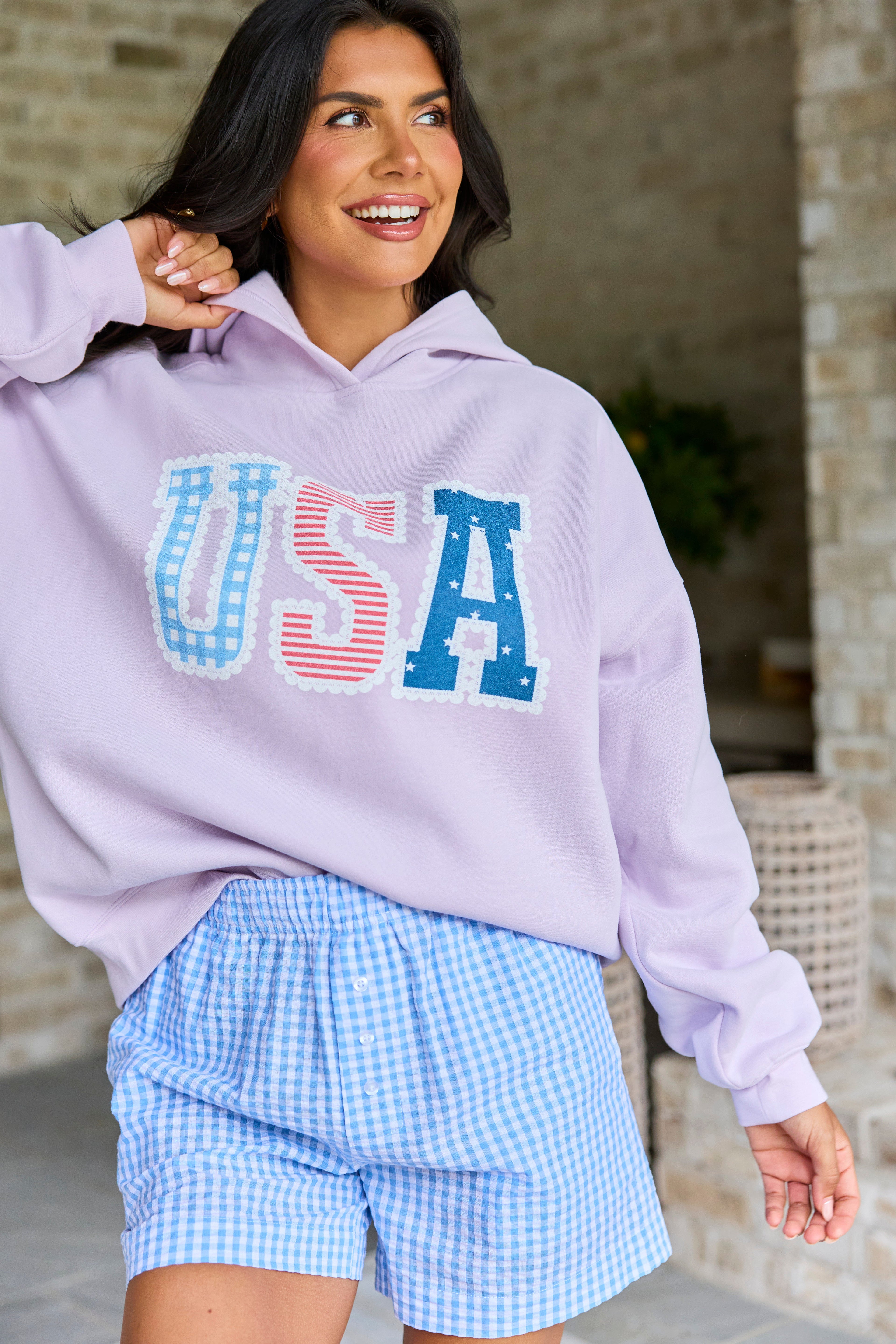 USA Lace Print & Shorts Set
