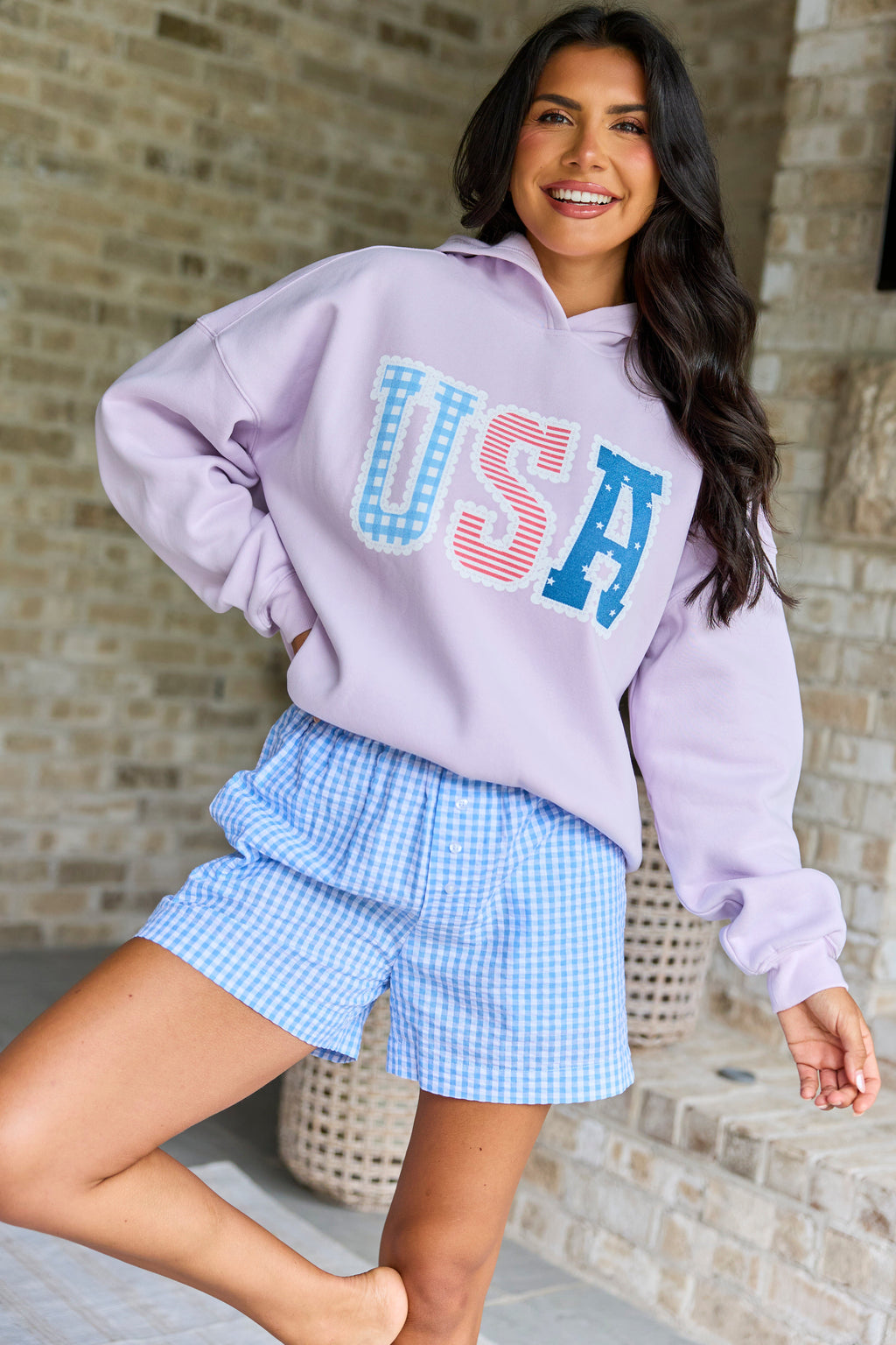 USA Lace Print & Shorts Set