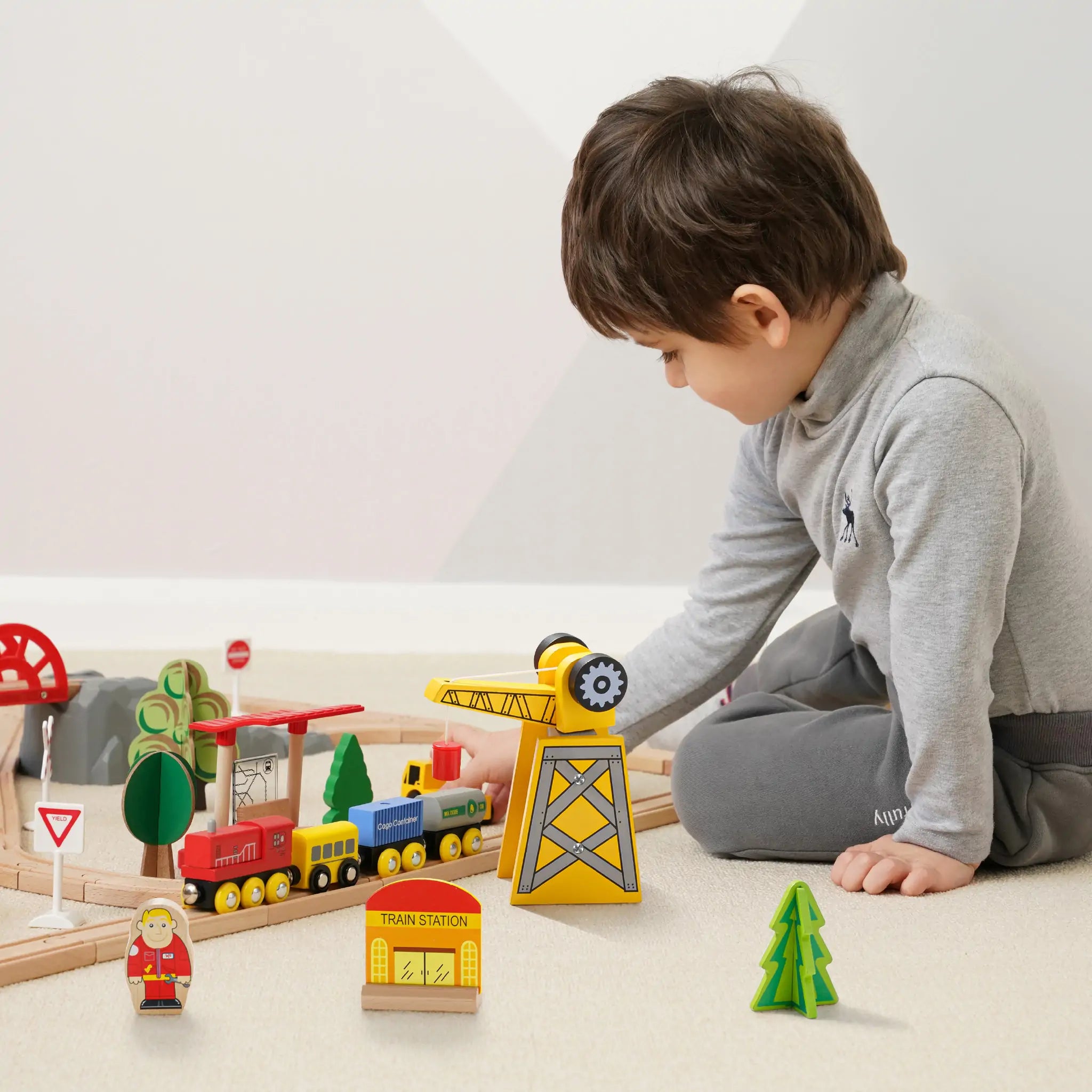 Wooden Train Set for Children
