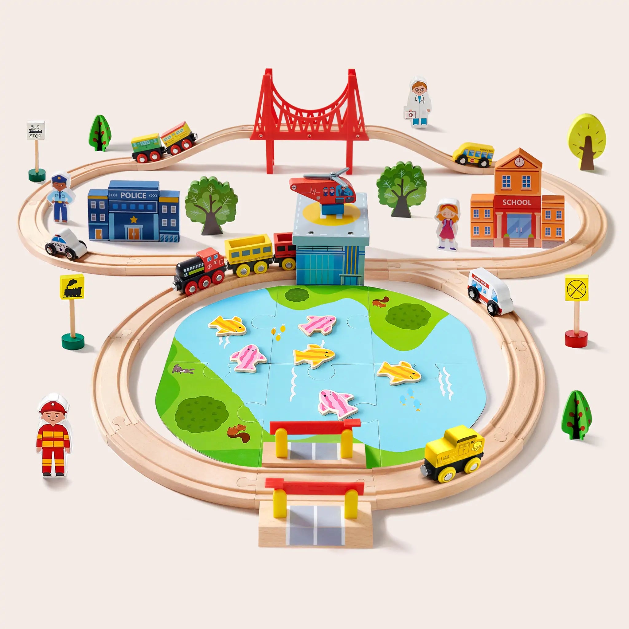 Wooden Train Set for Children