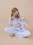 Bamboo Women's Button Up Set | Blue Flowers