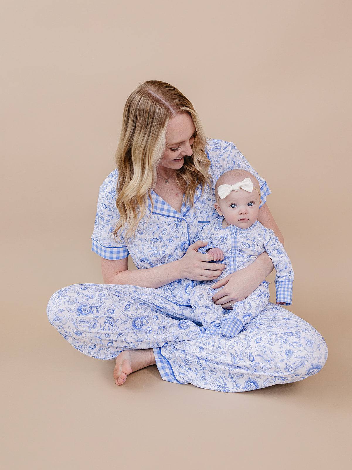 Bamboo Women's Button Up Set | Blue Flowers