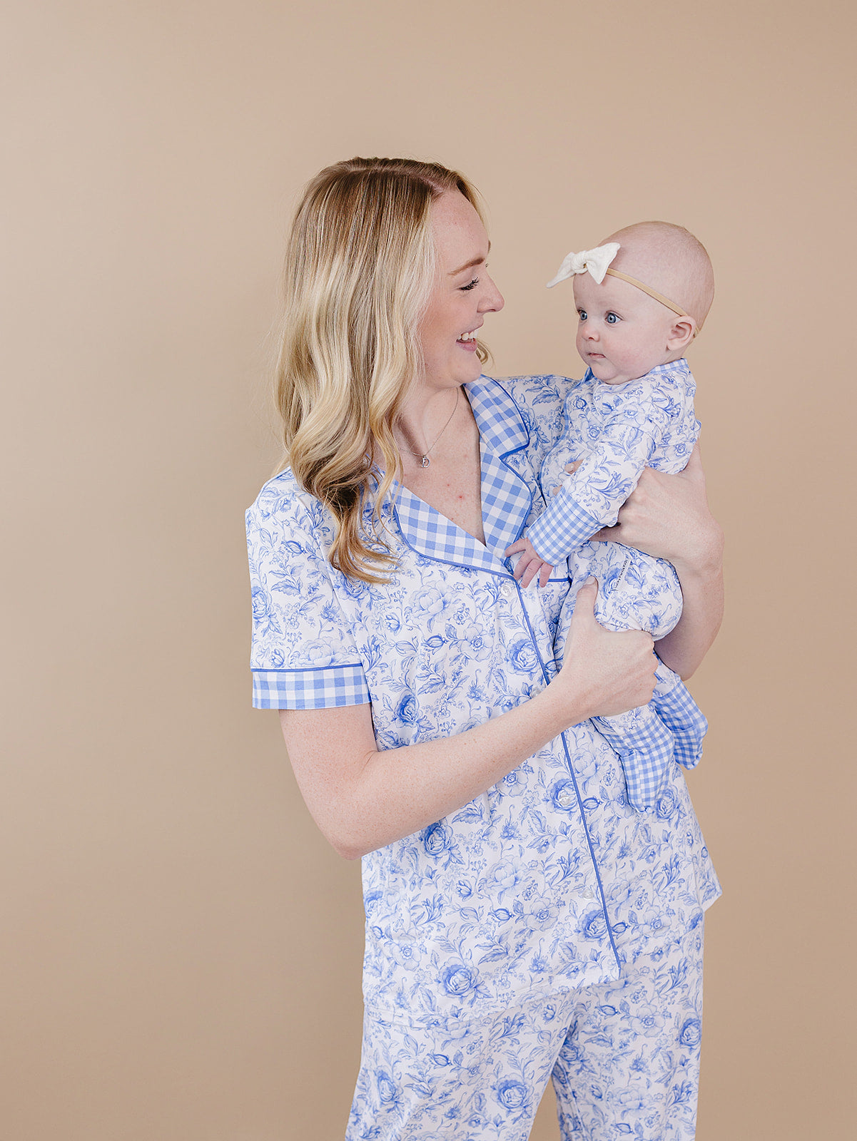 Bamboo Women's Button Up Set | Blue Flowers