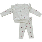 Cherry Ruffle French Terry Set