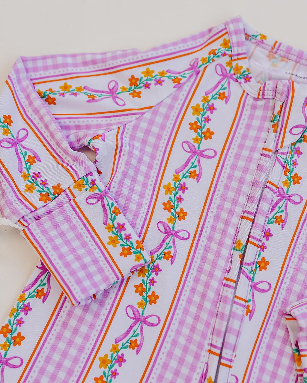 Bamboo Zip Romper | Gingham & Flowers