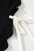 Bow Side Ties Scalloped Hem Cap Sleeve Sweater