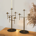 Freestanding Antique Iron Candelabra, Set of Two