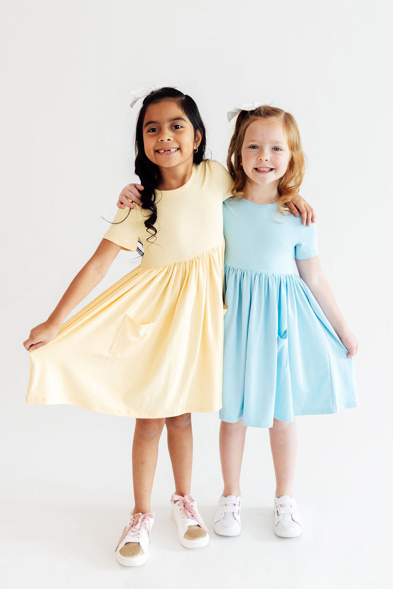 Butter Yellow S/S Pocket Twirl Dress