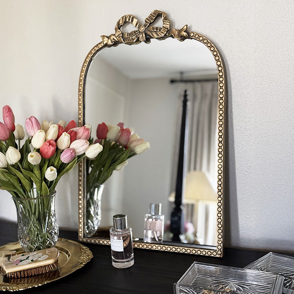 Antique Gold Bow Mirror, Choose Your Size