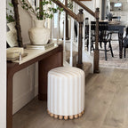 Striped Upholstered Stool Ottoman