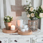 Fluted Wooden Display Trays, Set of Two