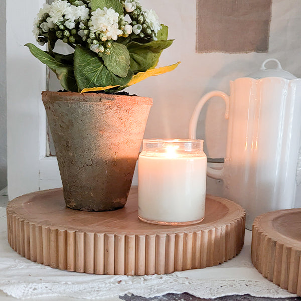 Fluted Wooden Display Trays, Set of Two